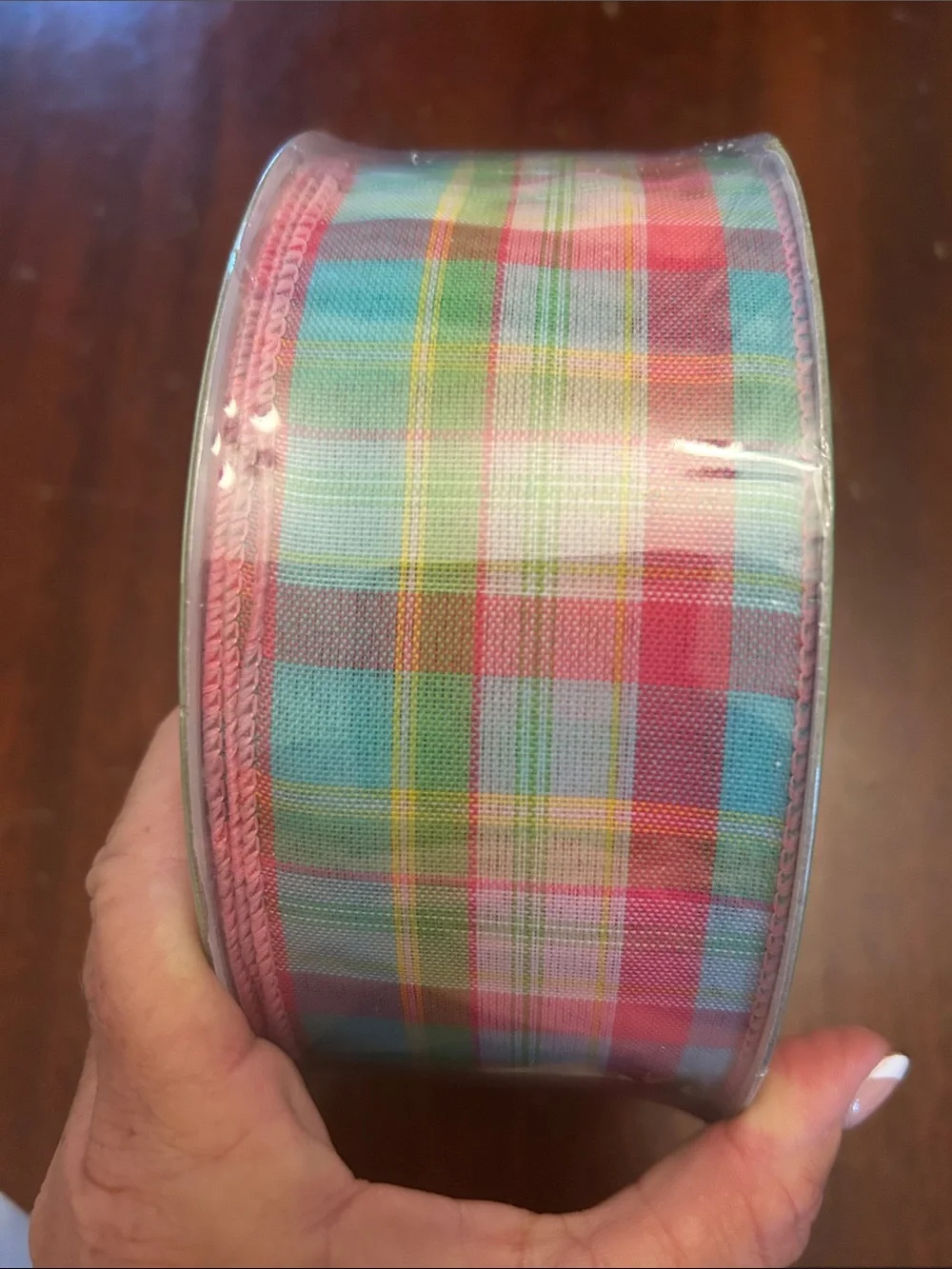 Members Mark Green pink Premium Ribbon - 2.5in x 50 Yards Wired Edge NWT